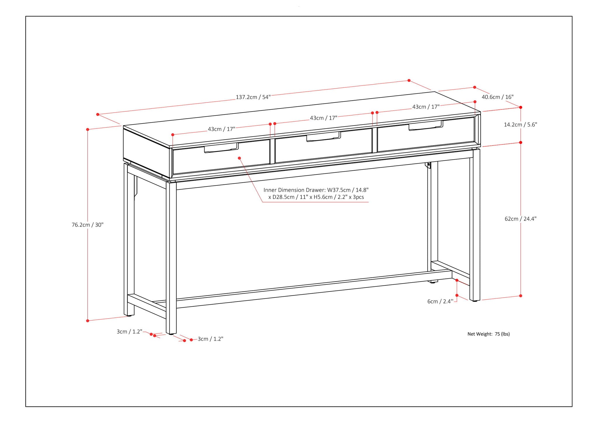 Banting - Wide Console Table - Walnut Brown by HouseOfZazla