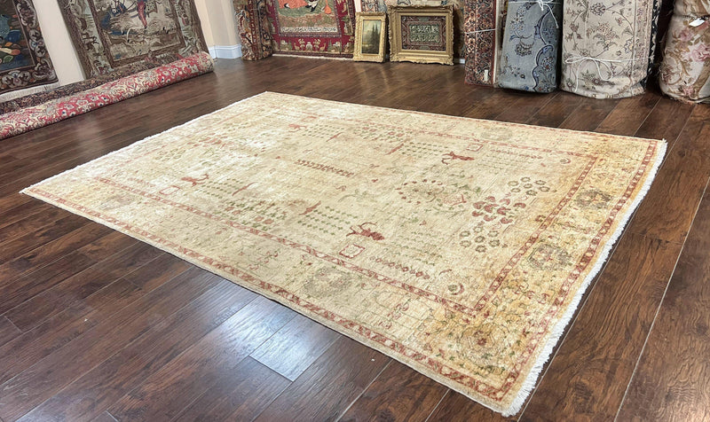 Pakistani Oushak Rug 6 x 9.6, Handmade Wool Peshawar Carpet, Farmhouse Rug by Jewel Rugs