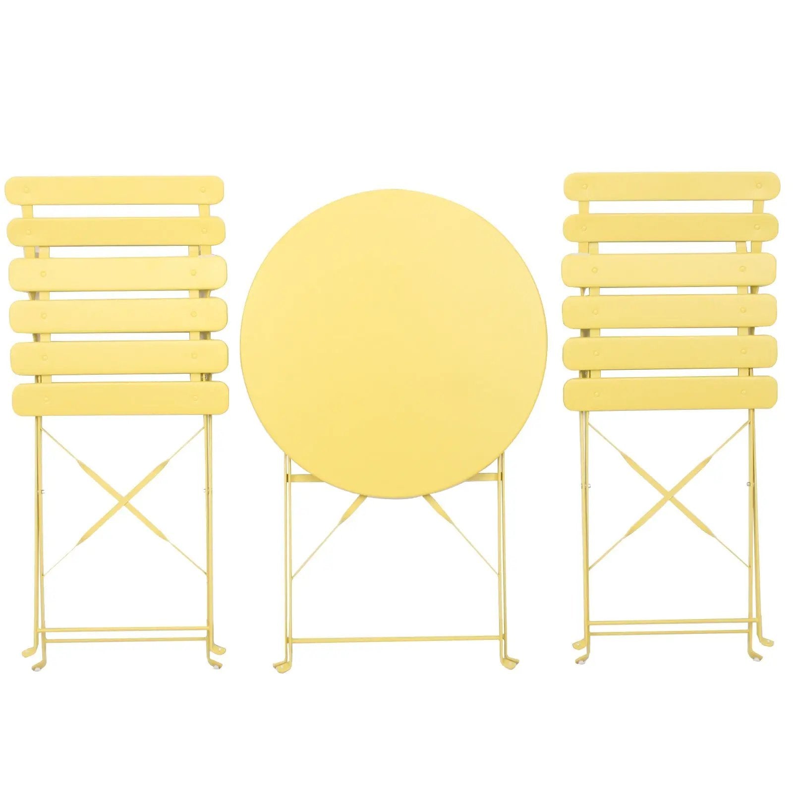 3 Pieces Patio Bistro Balcony Metal Chair Table Set - Yellow by HouseOfZazla