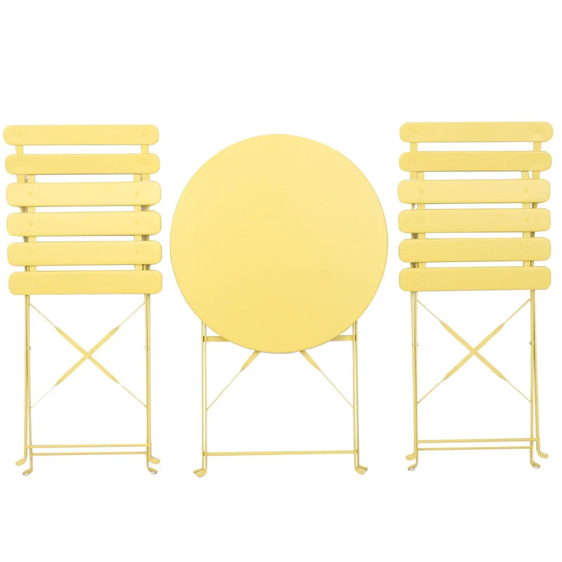3 Pieces Patio Bistro Balcony Metal Chair Table Set - Yellow by HouseOfZazla