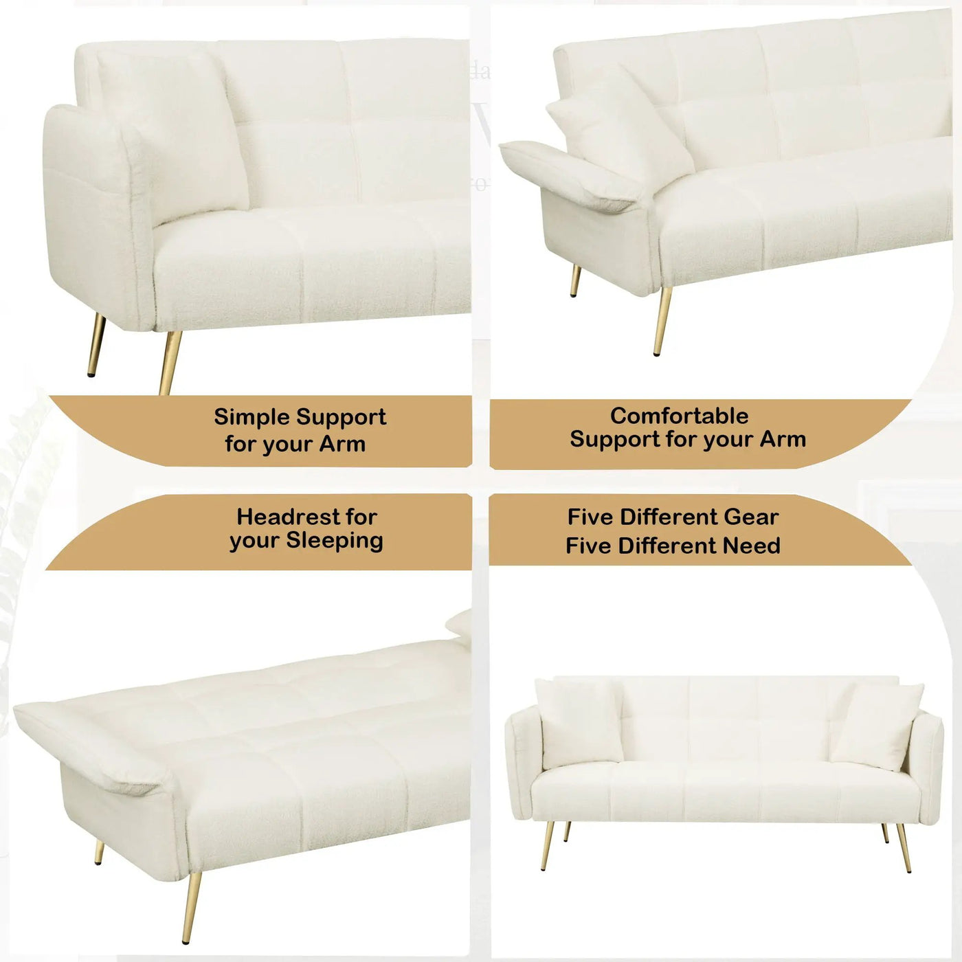 Convertible Double Futon Sofa Bed With Folding Armrests For Living Rooms by HouseOfZazla