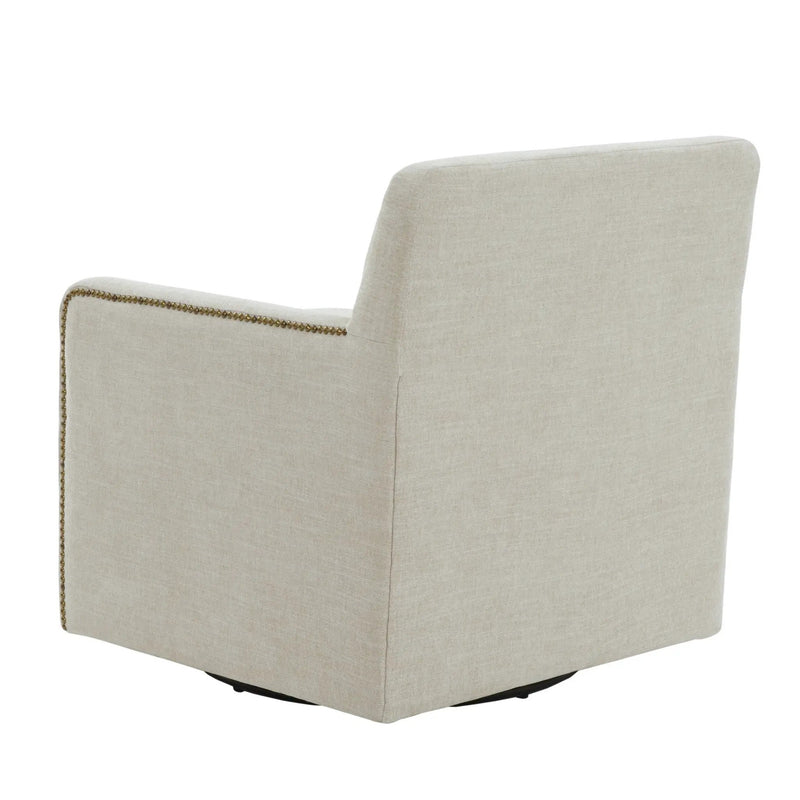 Tolland - Swivel Accent Chair With Antique Brass Nailhead Trim - Beige by HouseOfZazla