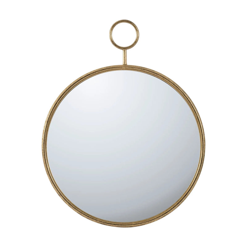 Circle Wall Mirror With Iron Frame, Accent Mirror For Living Room by Unique Piece Furniture