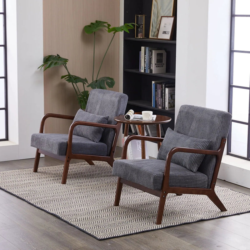 Accent Chair With Pillow And Wood Frame