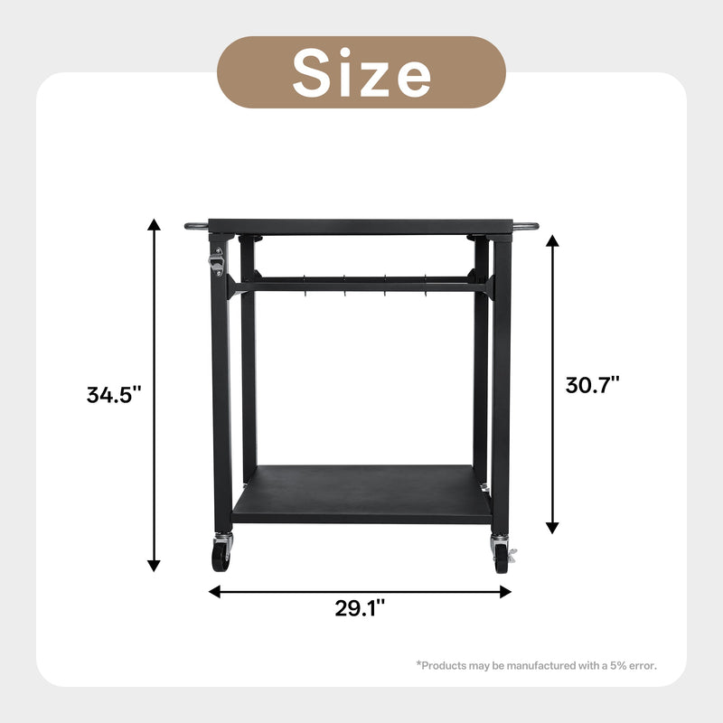 2-Tier Outdoor Grill Cart with Stainless Steel Top - Black, photo 5 of 10