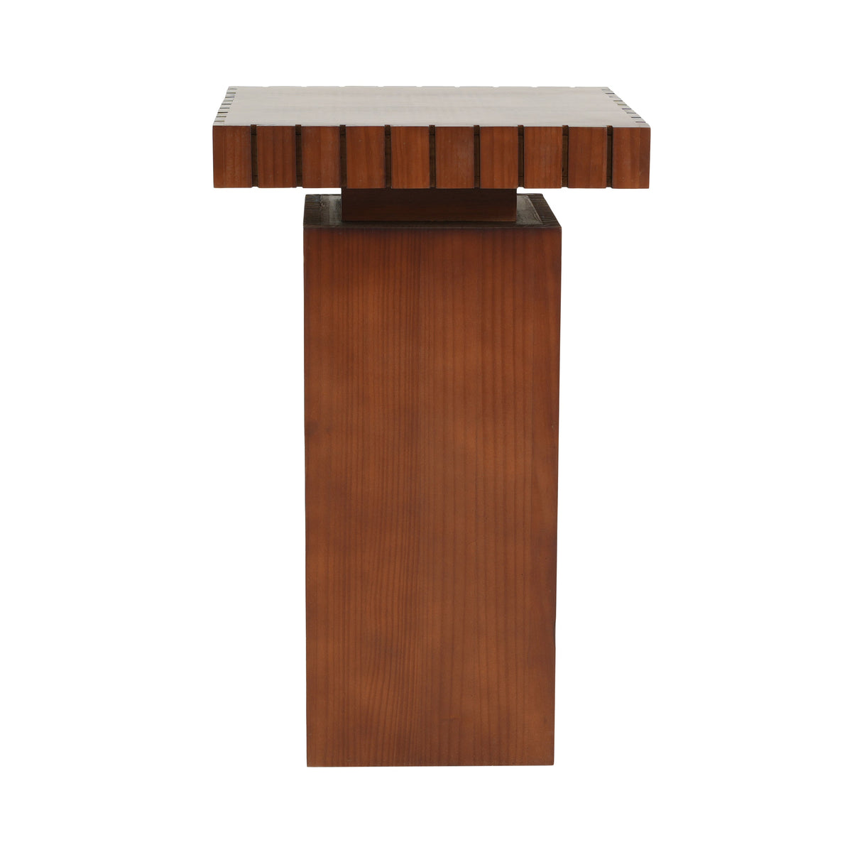 Walnut Wood Square End Table with Pedestal Base - Walnut, photo 8 of 10