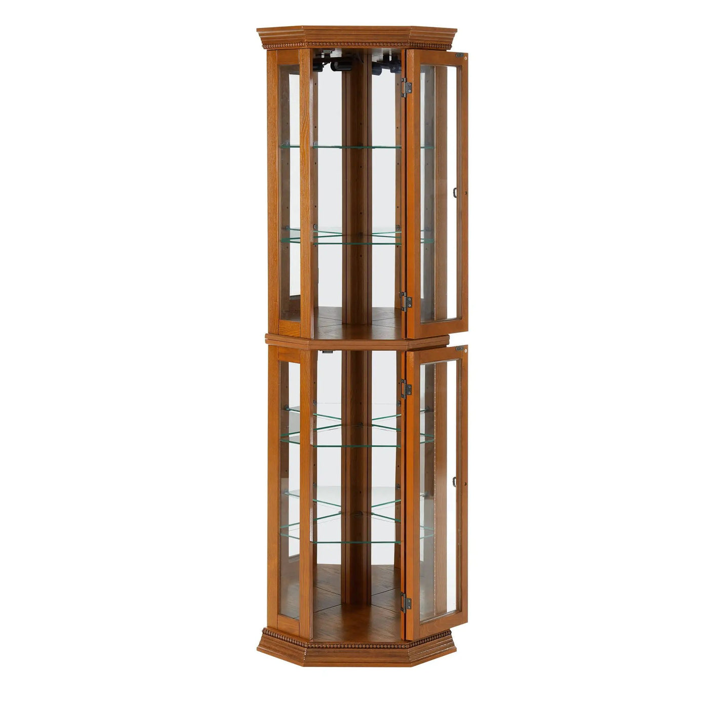 Corner Curio Cabinet With Lights, Adjustable Tempered Glass Shelves, Mirrored Back, Display Cabinet (E26 Light Bulb Not Included) by HouseOfZazla