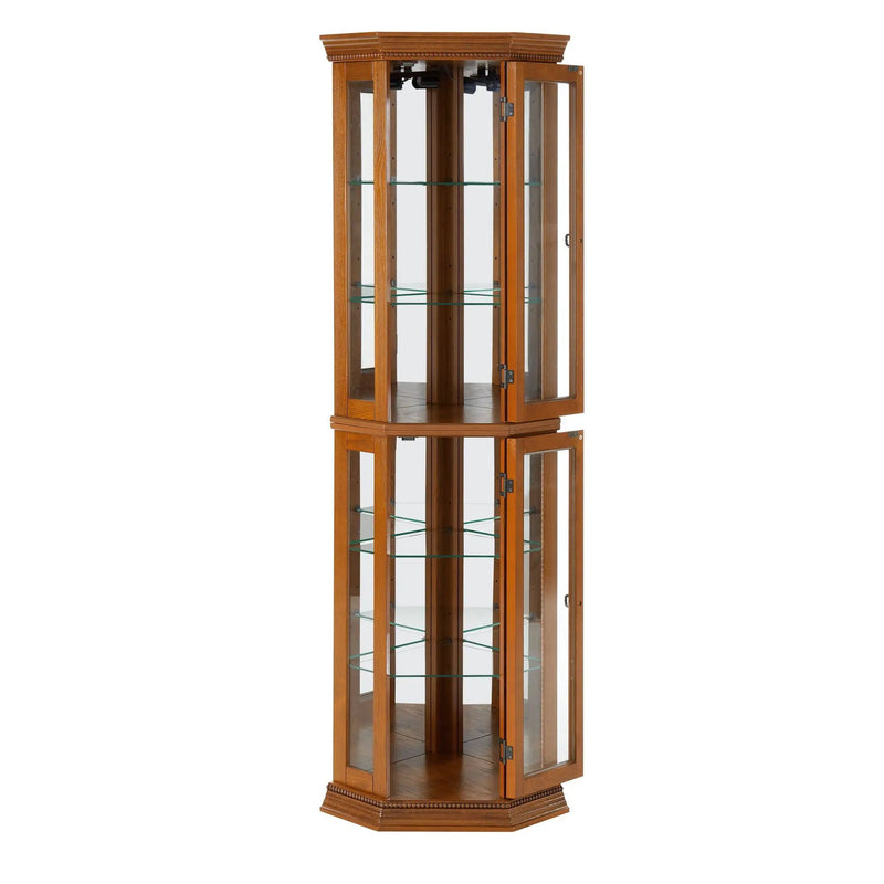 Corner Curio Cabinet With Lights, Adjustable Tempered Glass Shelves, Mirrored Back, Display Cabinet (E26 Light Bulb Not Included) by Unique Piece Furniture