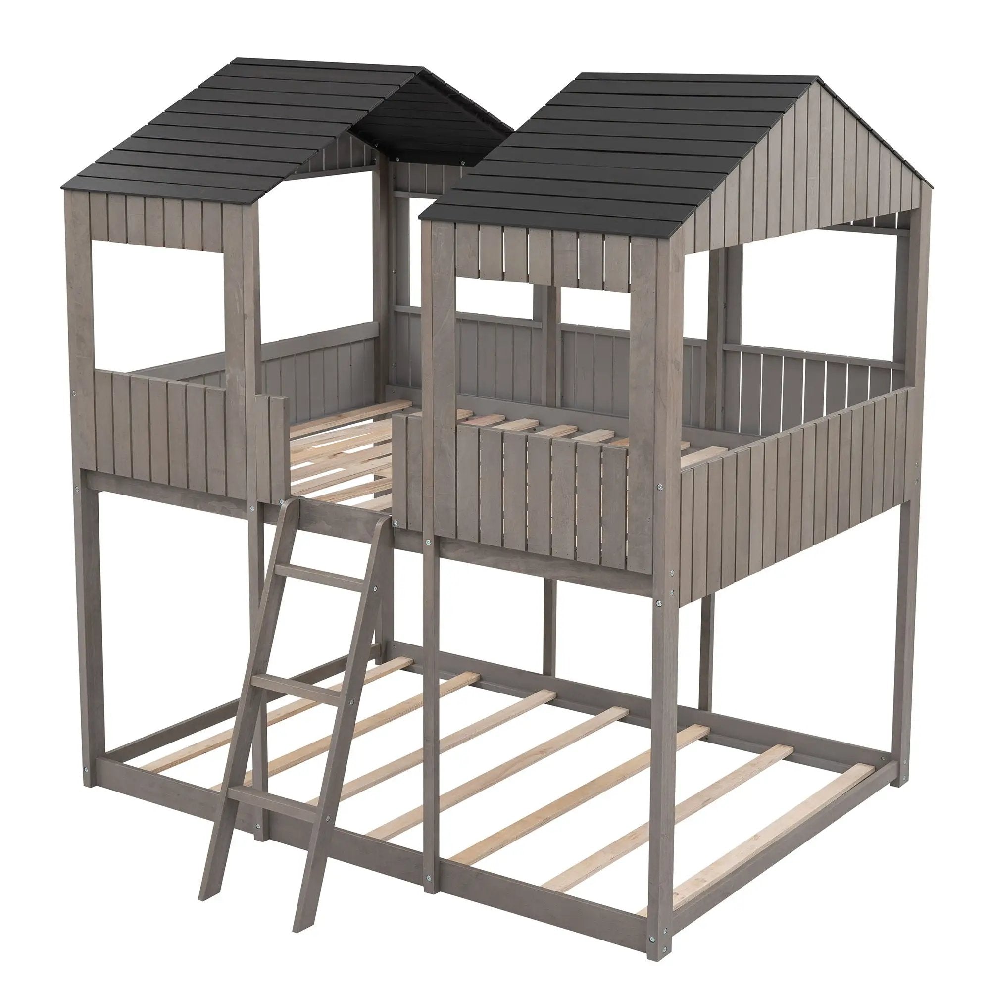 Bunk Bed With Roof, Window, Guardrail, Ladder by HouseOfZazla