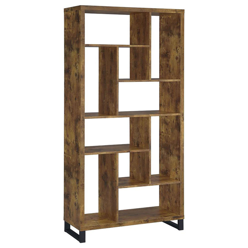 6 Tier Rectangular Bookcase With Accents - Brown by HouseOfZazla