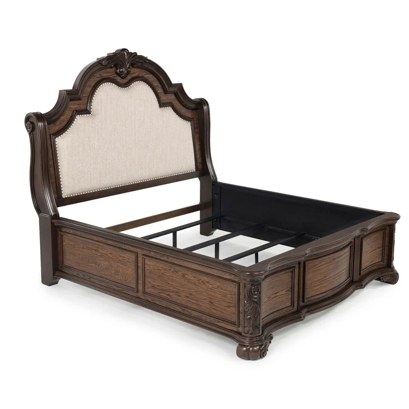 Traditional Style Upholstered Headboard Panel Bed by Unique Piece Furniture