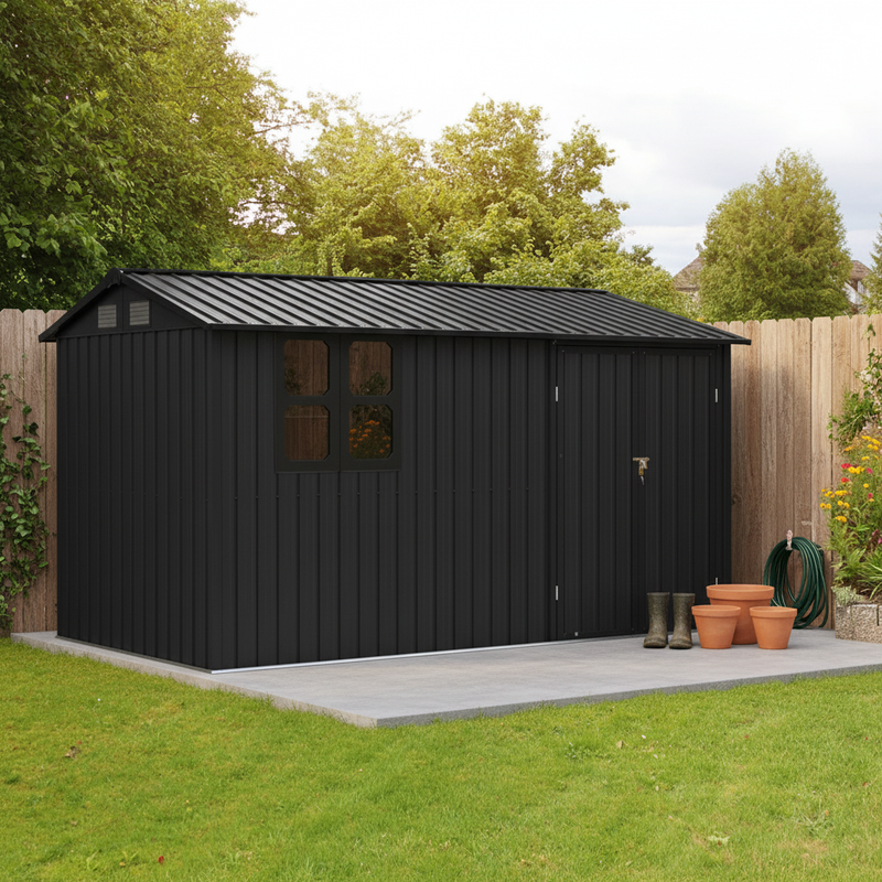 12x10 ft Metal Garden Shed Outdoor Storage by HouseOfZazla
