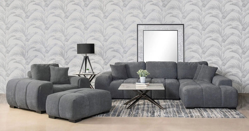 Octavia Upholstered Rectangular Ottoman Charcoal Grey by Unique Piece Furniture