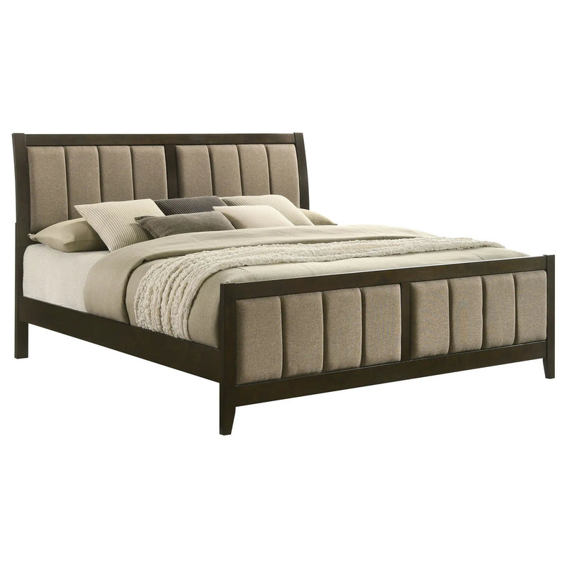 Clement - Upholstered Eastern King Bed - Dark Brown by HouseOfZazla