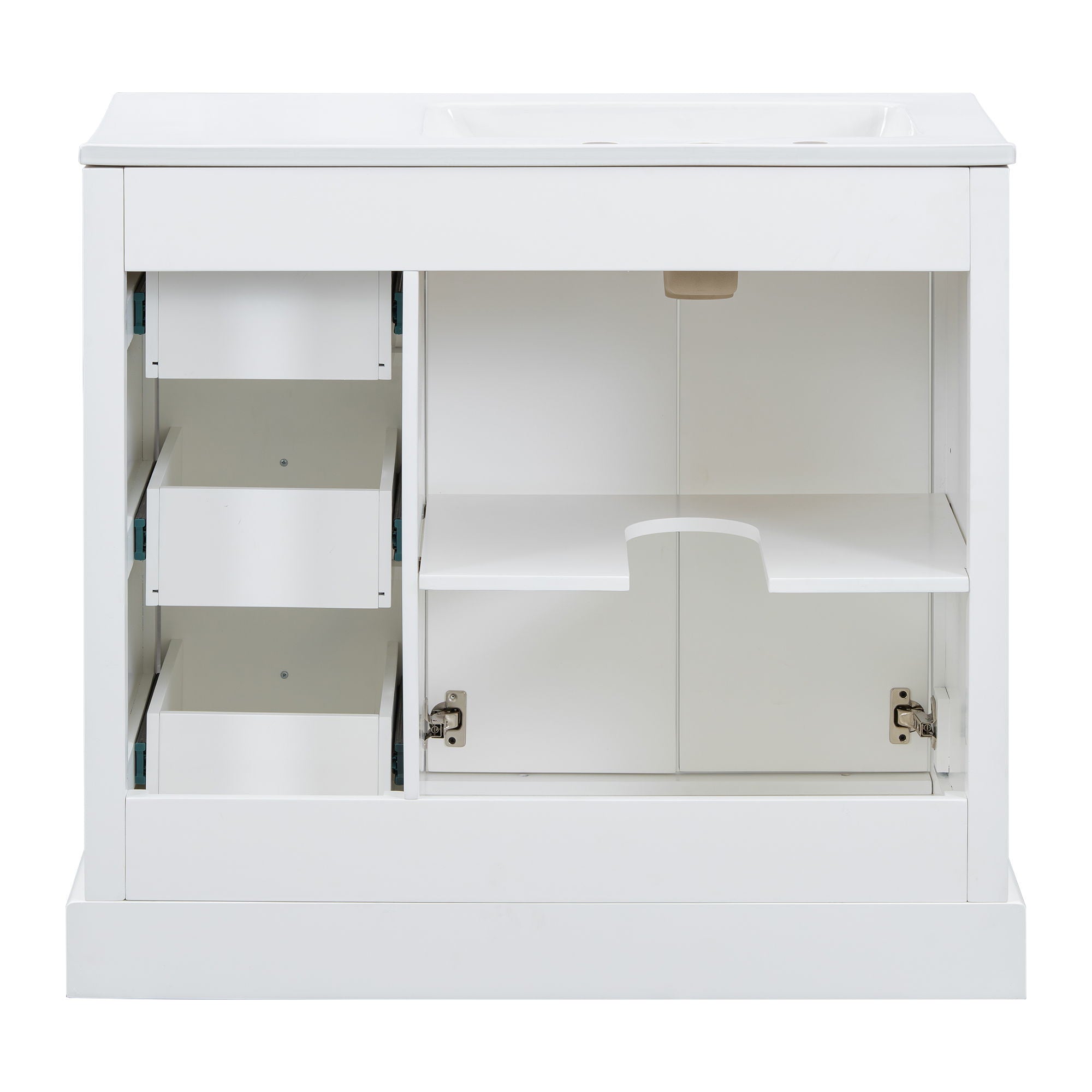 Bathroom Vanity With Sink, Soft-Close Doors, Adjustable U-Shelf, 3 Drawers by HouseOfZazla