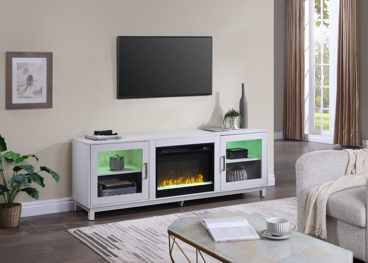 Summit - TV Stand Console With Fireplace - White Walnut Finish, photo 3 of 7