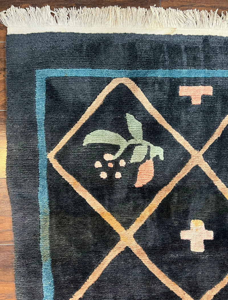 Tibetan Rug 9x12, Hand Knotted Tibet Nepali Contemporary Carpet 9 x 12 ft, Black and Tan, Handmade Area Rug Room Sized, Nepalese Rug by Jewel Rugs