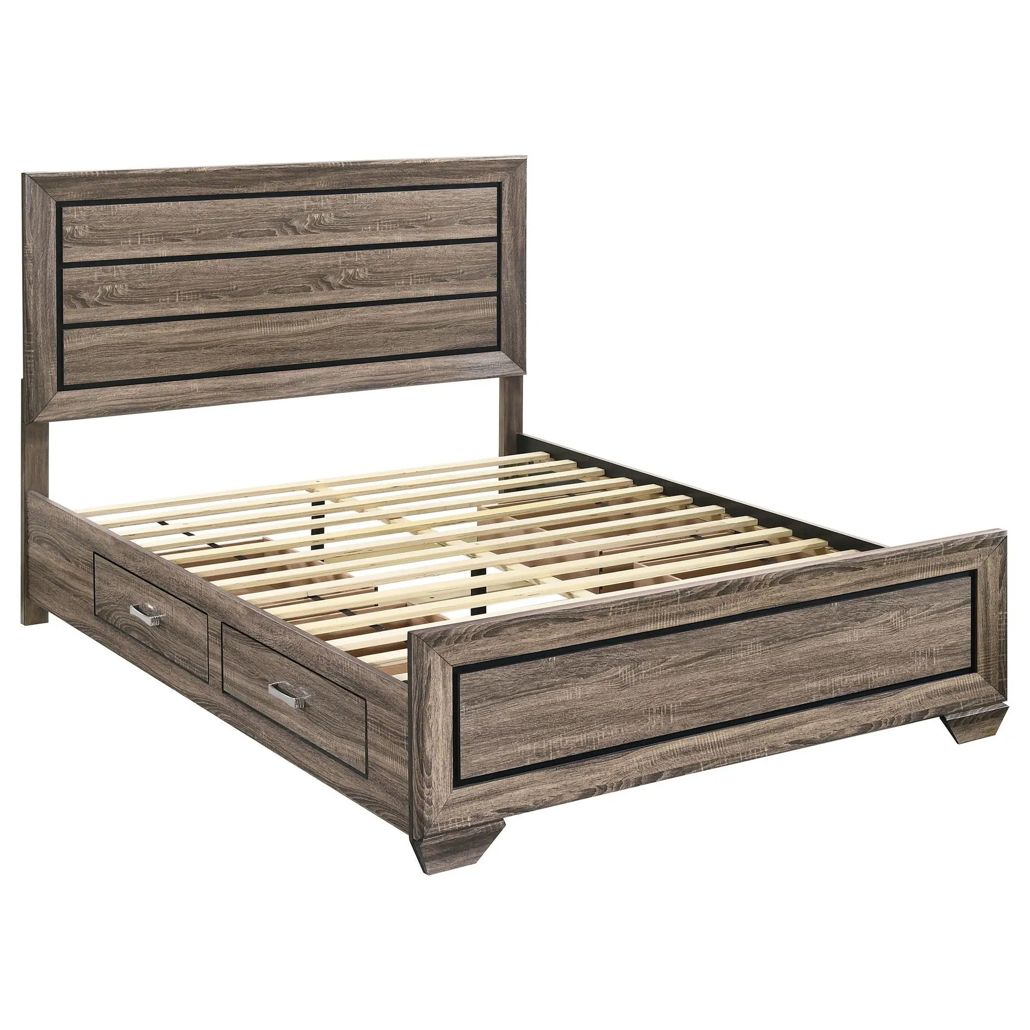 Kauffman Wood Queen Storage Panel Bed Washed Taupe by Unique Piece Furniture