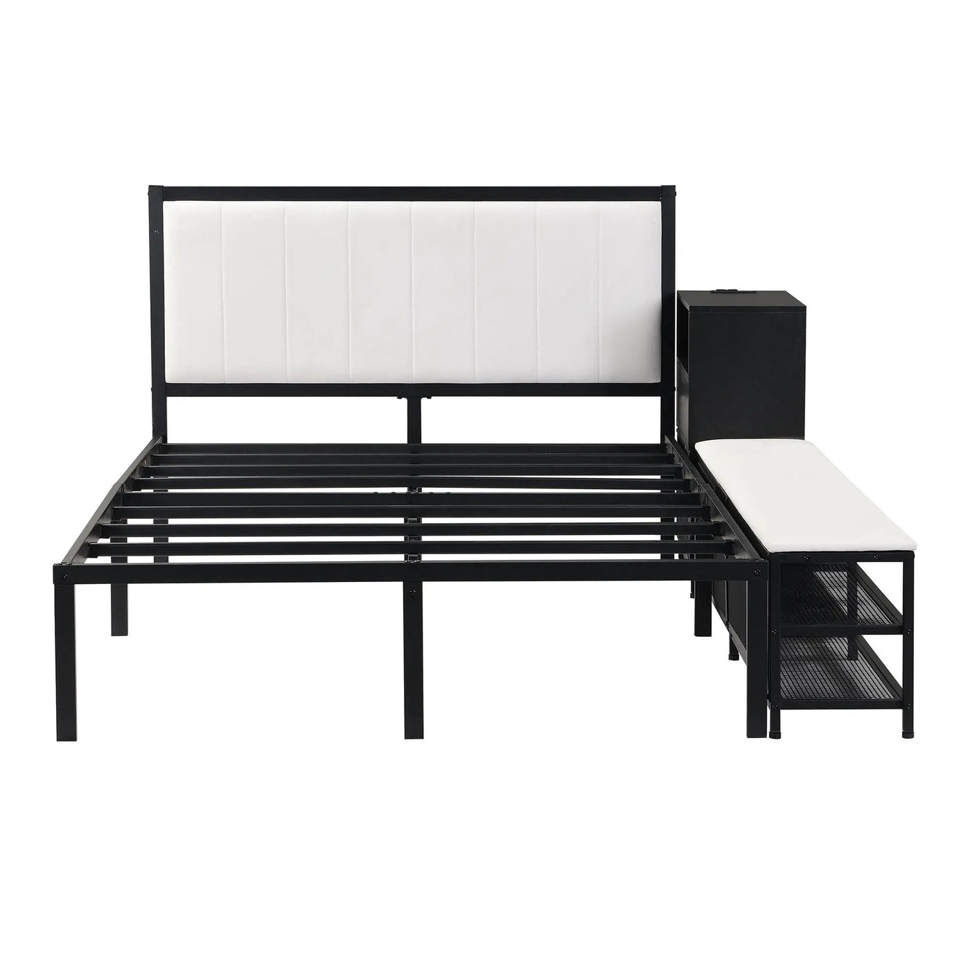 Platform Bed With 2 Tier Storage Shelves, Storage Cabinet by HouseOfZazla