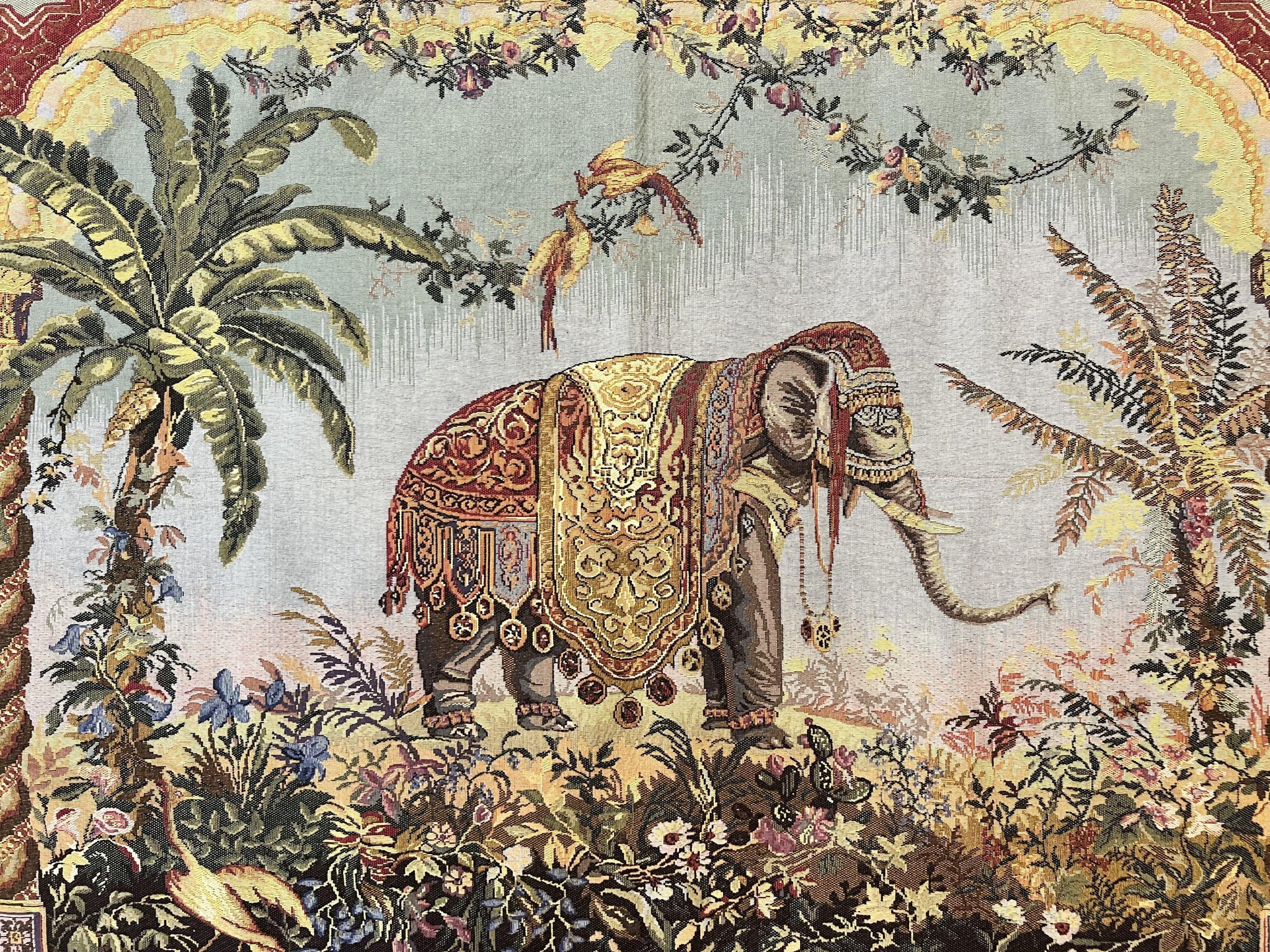 Vintage Tapestry 4 x 5.6, Adorned Elephant Pictorial by Jewel Rugs