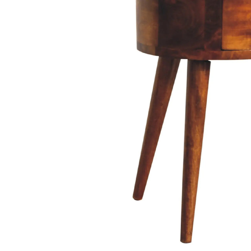 Solid Wood Mini Chestnut Rounded Nightstand, 2-Drawers, Nordic Legs by HouseOfZazla