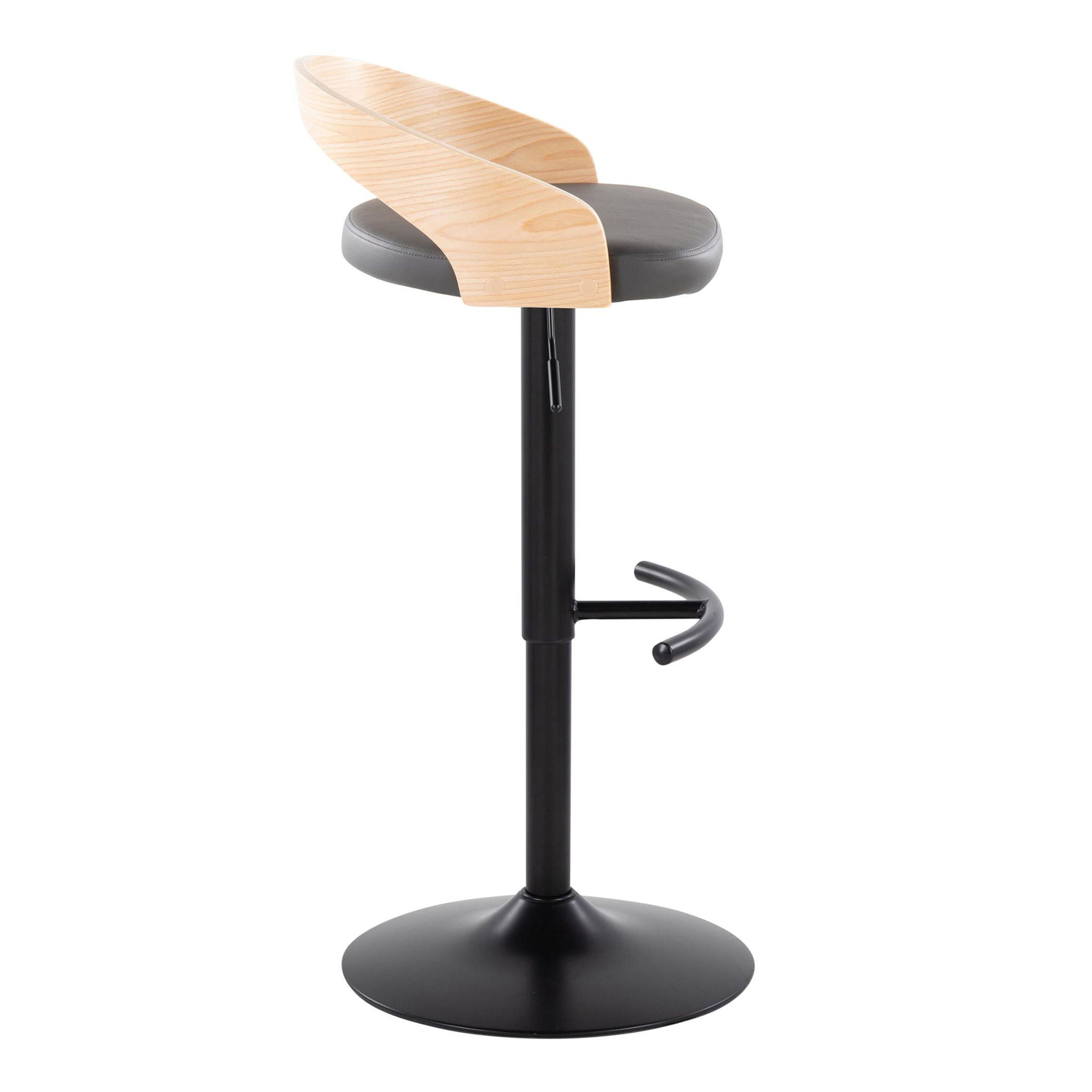 Grotto - Contemporary Adjustable Barstool With Swivel & Rounded T Footrest (Set of 2) by Unique Piece Furniture