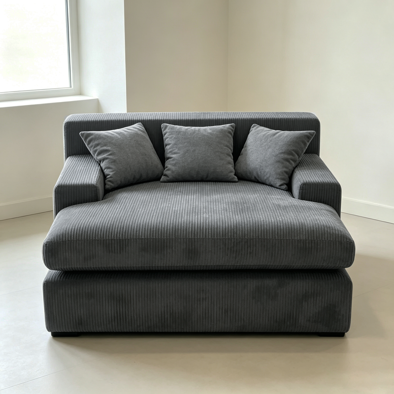 Oversized Corduroy L-Shaped Modular Lazy Sofa, Large Chaise Lounge Bean Bag Chair with Throw Pillows for Living Room Bedroom, photo 7 of 8