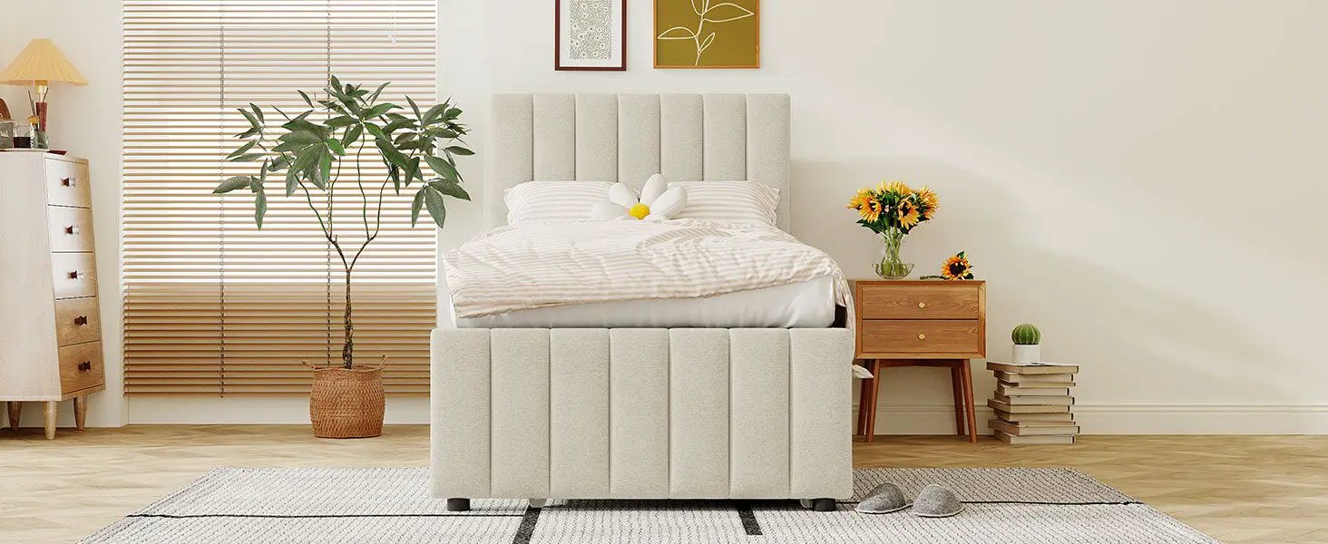 Upholstered Design Platform Bed With Trundle by HouseOfZazla