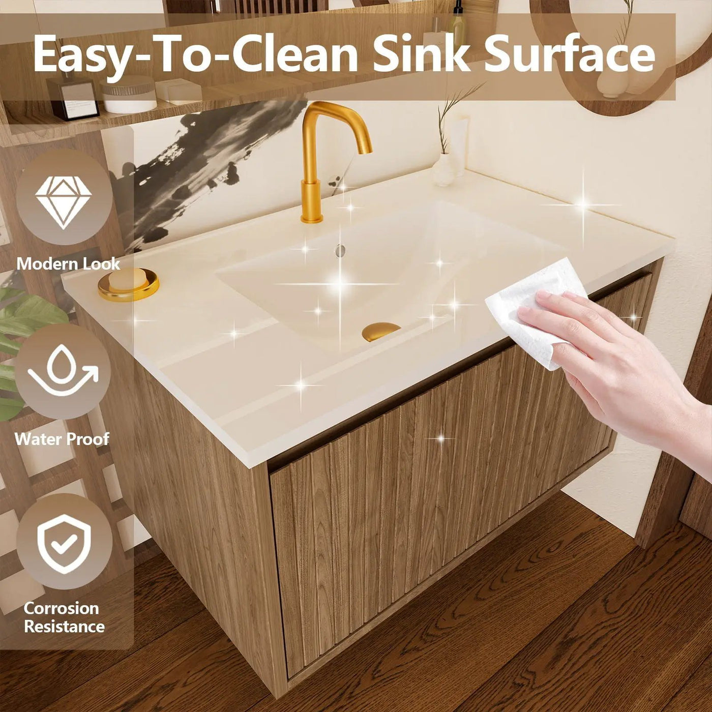 Wall Mounted Floating Bathroom Vanity With Sink And Drawers by HouseOfZazla