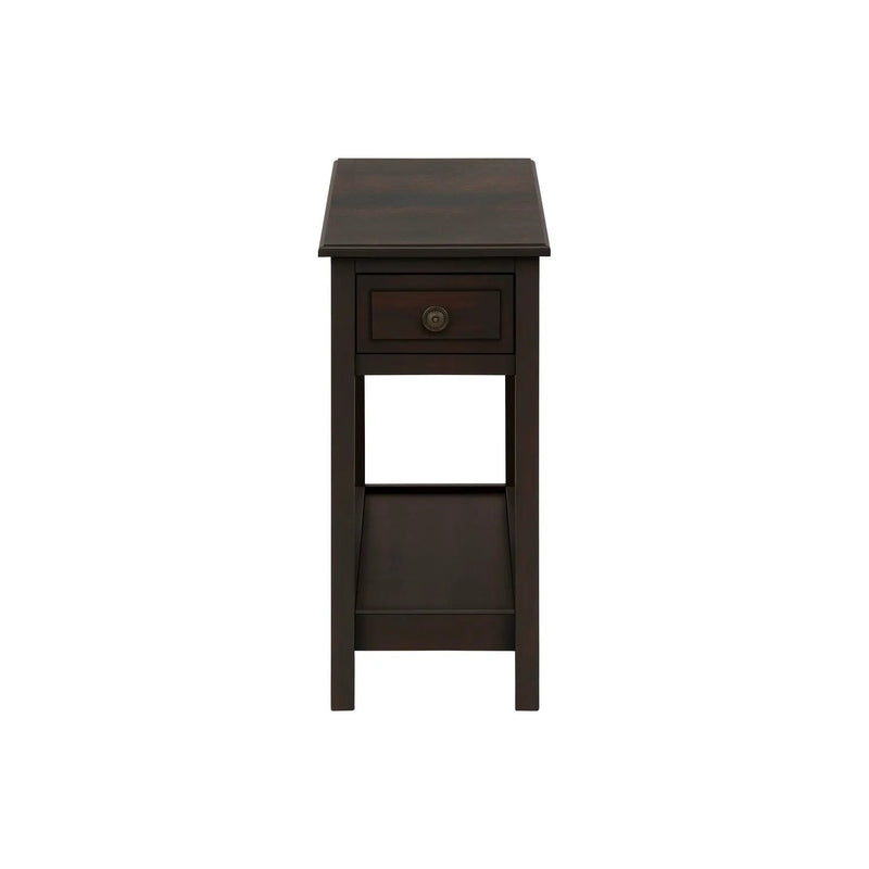 Accent End Table, 2 Tier, Storage Drawer, Transitional - Walnut by Unique Piece Furniture