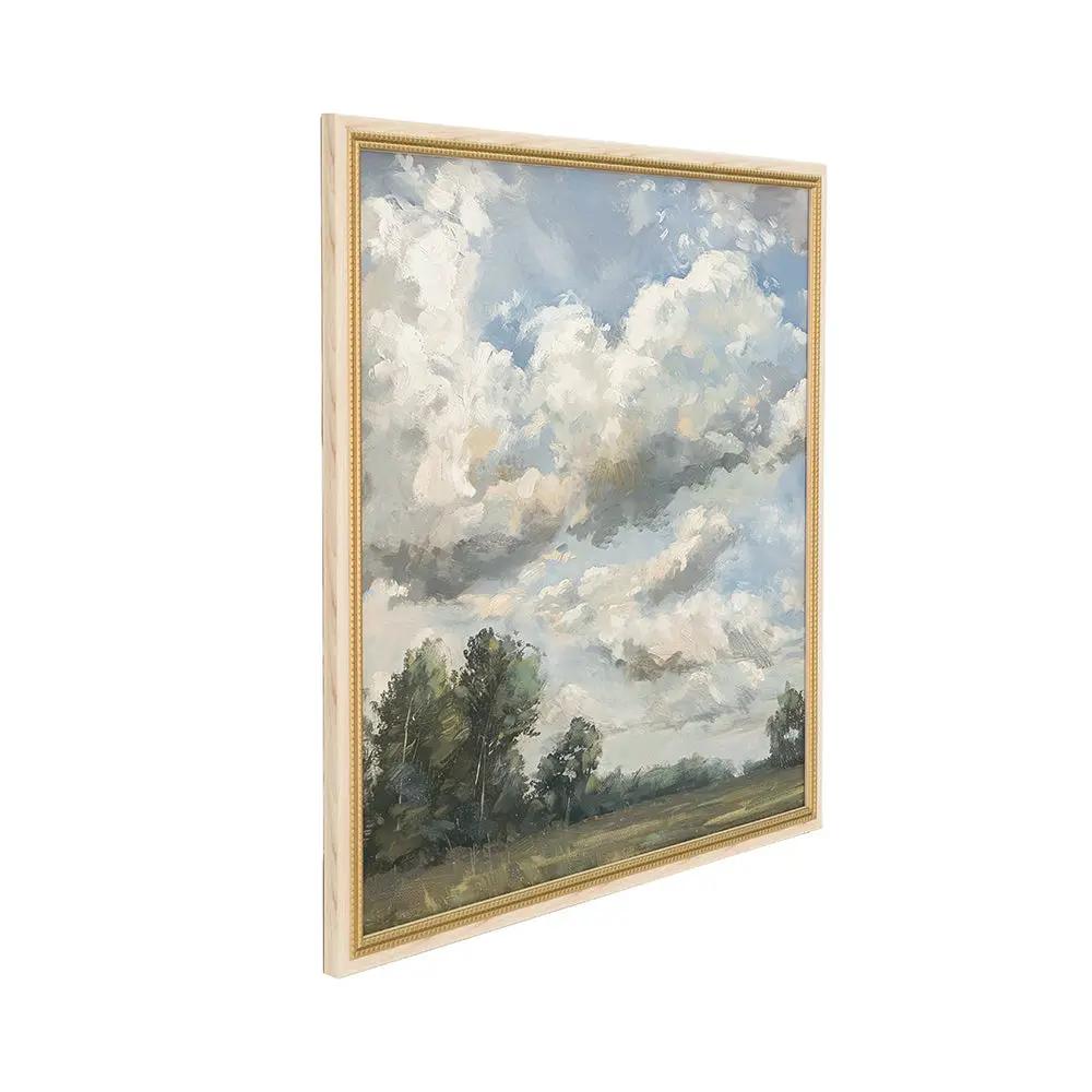 39.4x39.4 Large Square Countryside Canvas Art with Soft Multicolored Details by HouseOfZazla