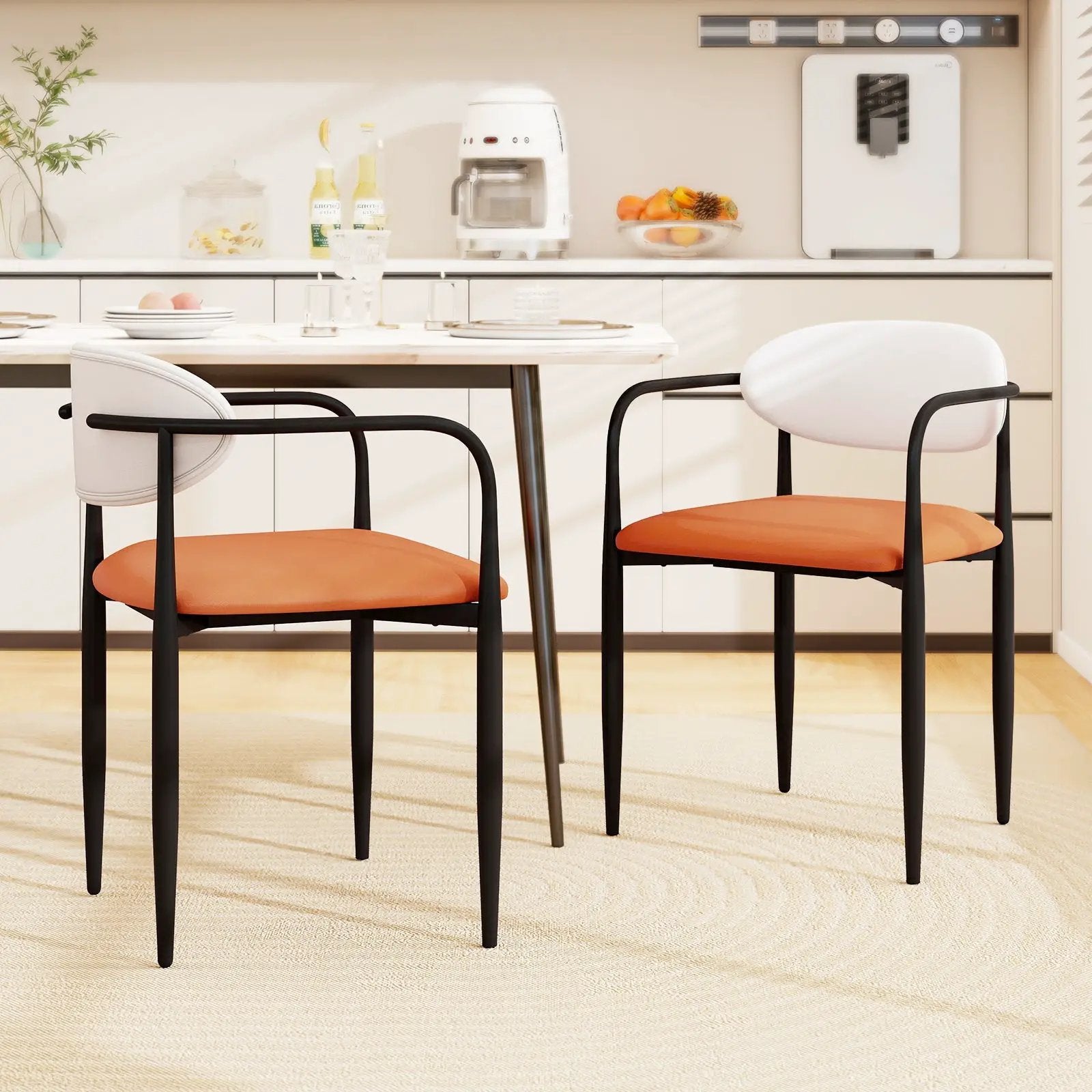 Modern Dining Chairs Set of 2 with Padded Seat and Curved Back by DirectDeals