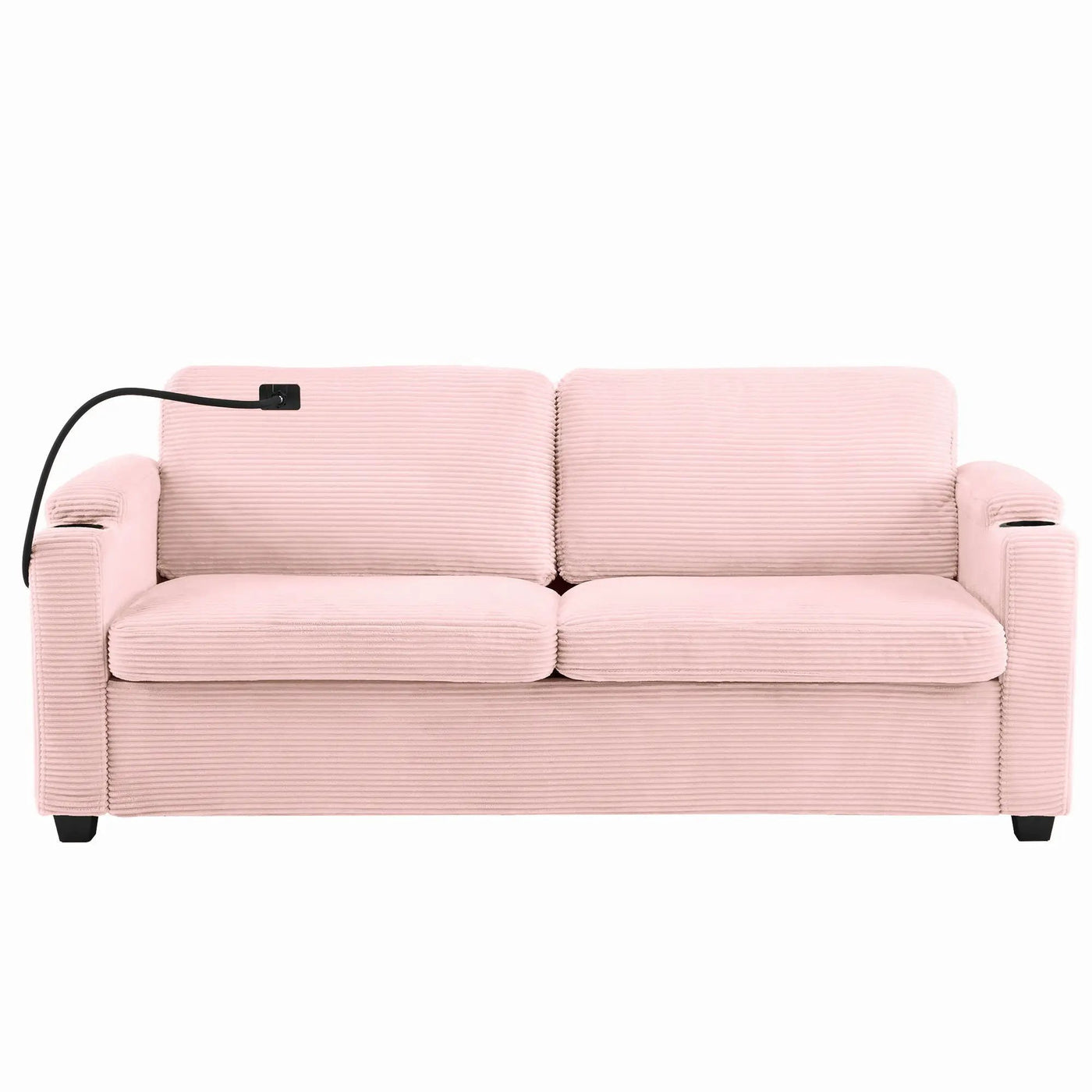 Sleeper Sofa Loveseat Sofa With Full Size Mattress, 2 USB Ports, 2 Cup Holders, 2 Side Pockets And Phone Holder by HouseOfZazla