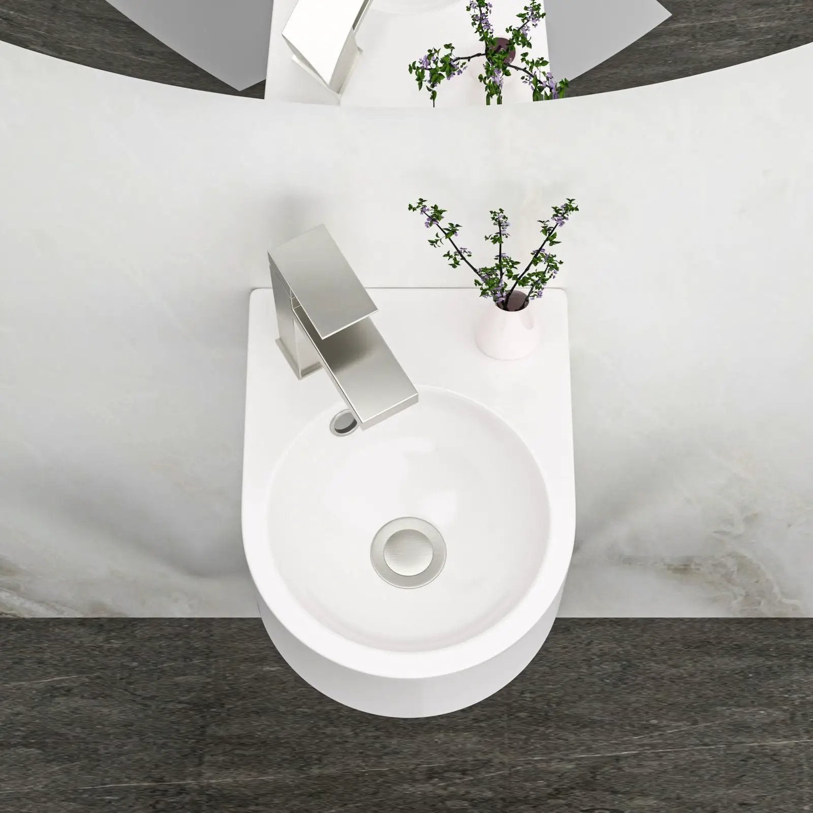 Modern Rectangle Wall Mount Bathroom Sink With Single Faucet Hole - White by HouseOfZazla