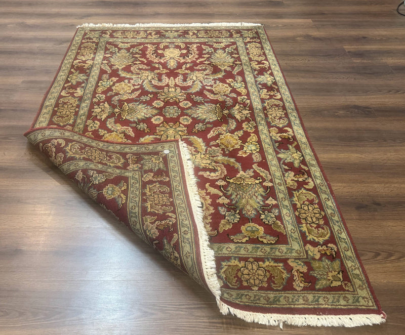 Indo Persian Mahal Rug 4x6, Floral Allover Pattern, Maroon by Jewel Rugs