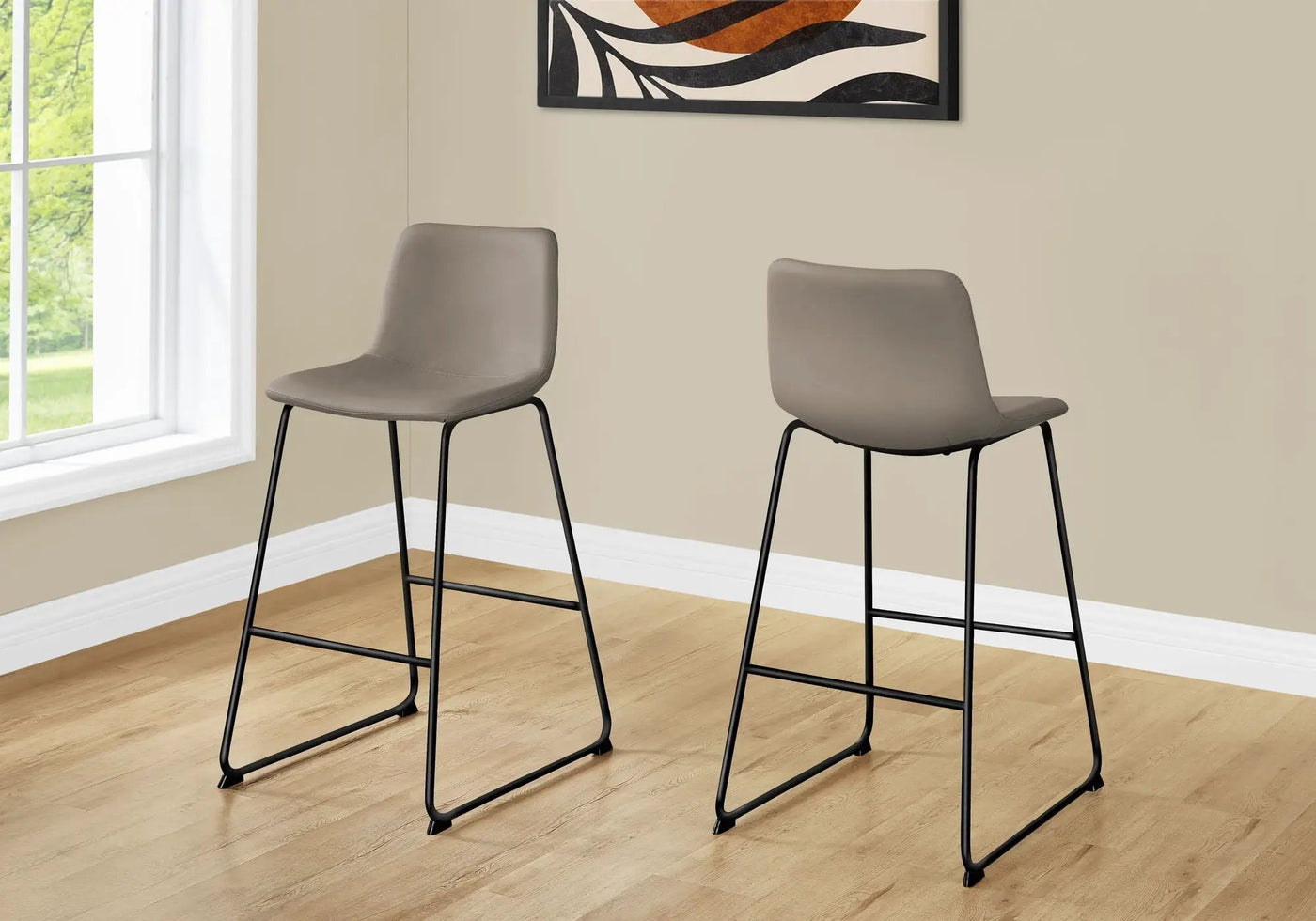 Bar Height Office Chair with Curved Backrest and Leather-Look Upholstery by HouseOfZazla