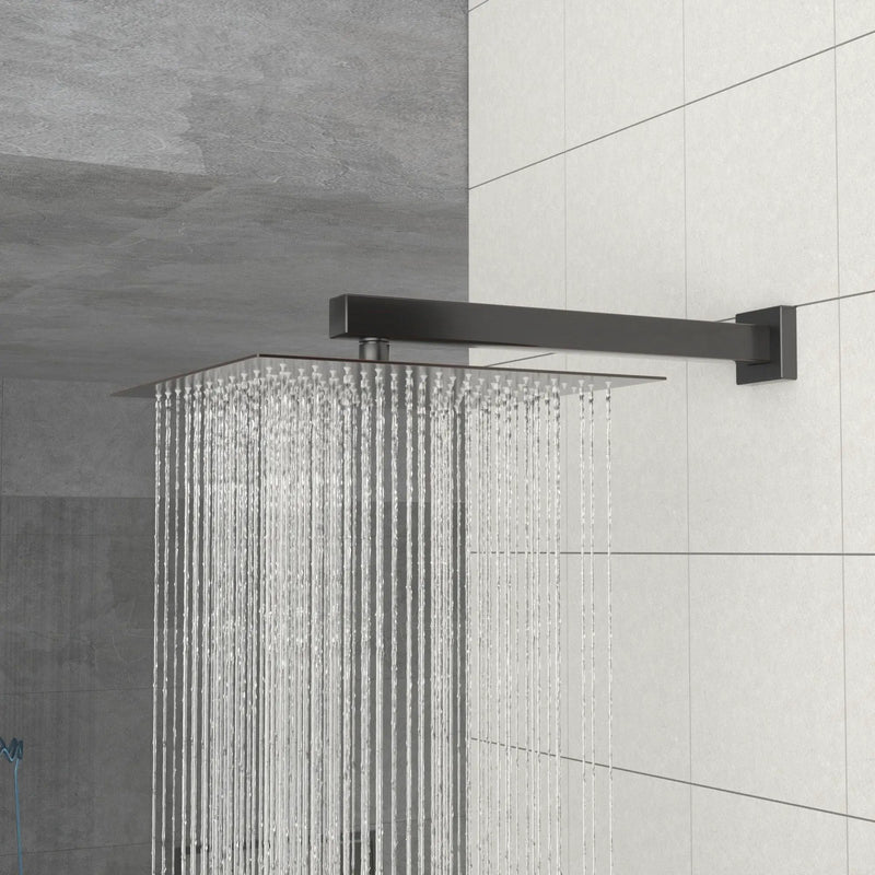 Luxury Rain Fixed Shower Head 12" Square Oil Rubbed Bronze Stainless Steel - Oil-Rubbed Bronze by HouseOfZazla