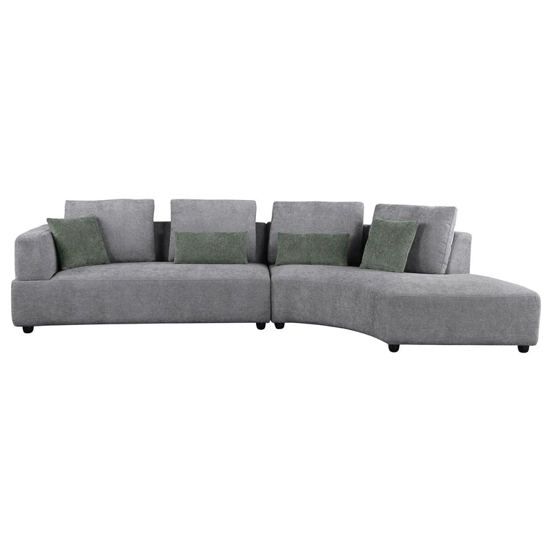 Lincoln - Upholstered Curved Sectional Sofa With Pillow Back Cushions - Gray by HouseOfZazla