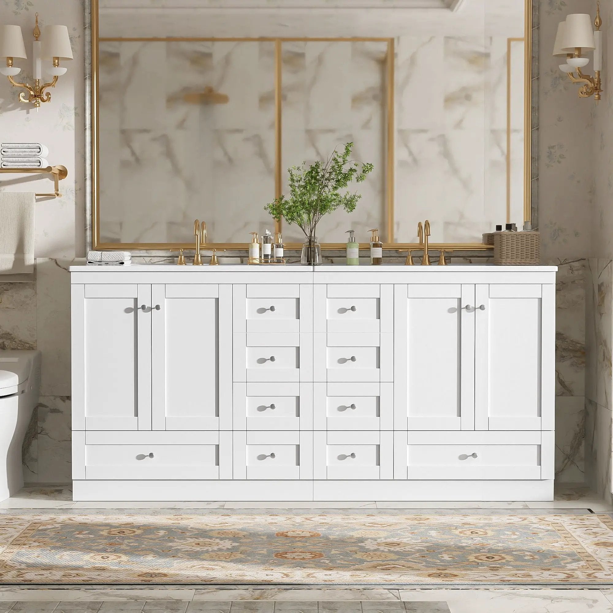 Shaker Free Standing Bathroom Vanity Cabinet & Sink, Soft Close Drawers, Soft Close Doors by Unique Piece Furniture