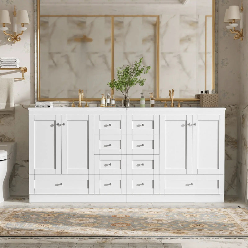 Shaker Free Standing Bathroom Vanity Cabinet & Sink, Soft Close Drawers, Soft Close Doors by HouseOfZazla