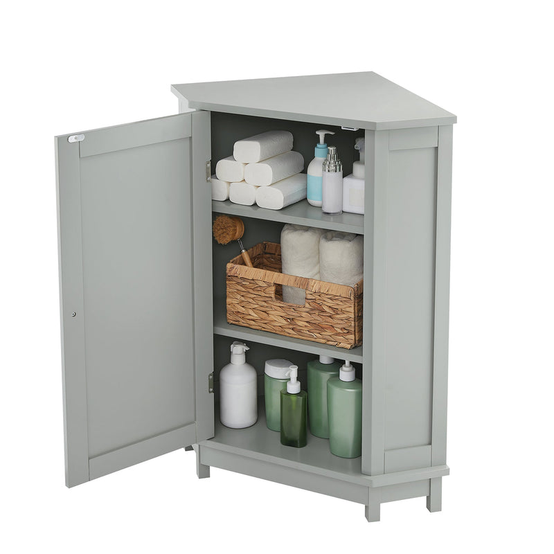 Grey Bathroom Cabinet Triangle Corner Storage With Adjustable Shelf by HouseOfZazla