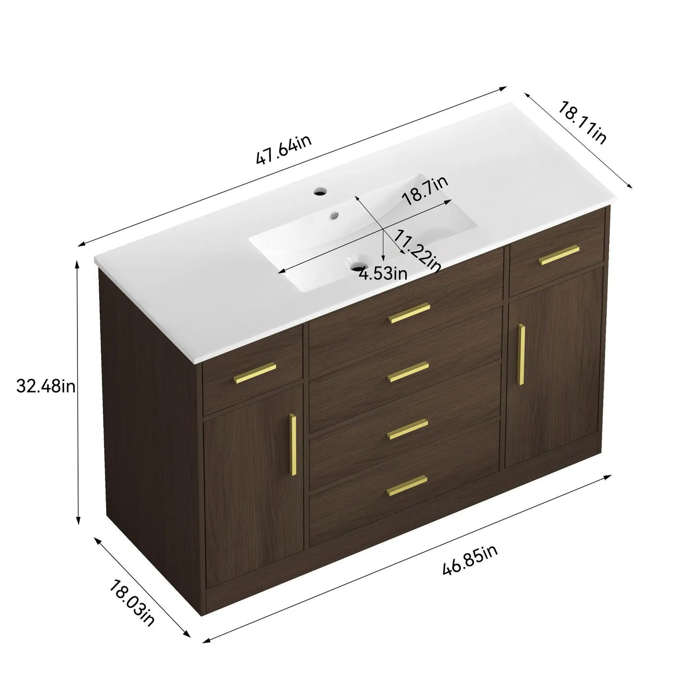 Bathroom Vanity With Abundant Storage 2 Soft Close Doors And 6 Drawers by HouseOfZazla
