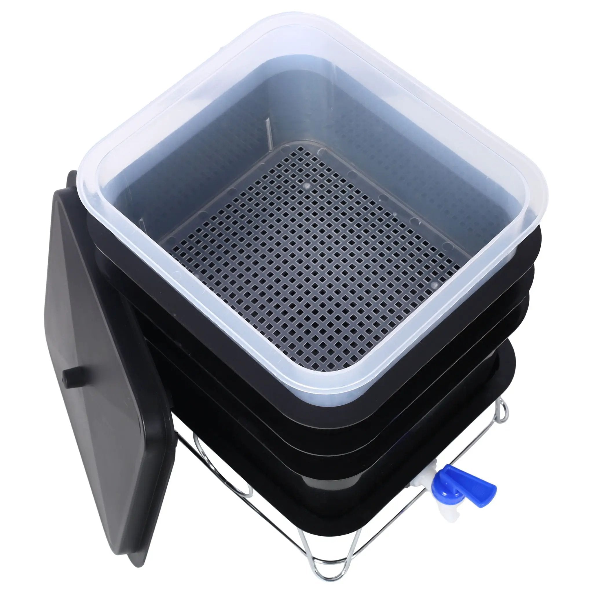 Durable Worm Farm Composting Bin With 4 Tray System For Food Waste Recycling Plastic - Black by HouseOfZazla
