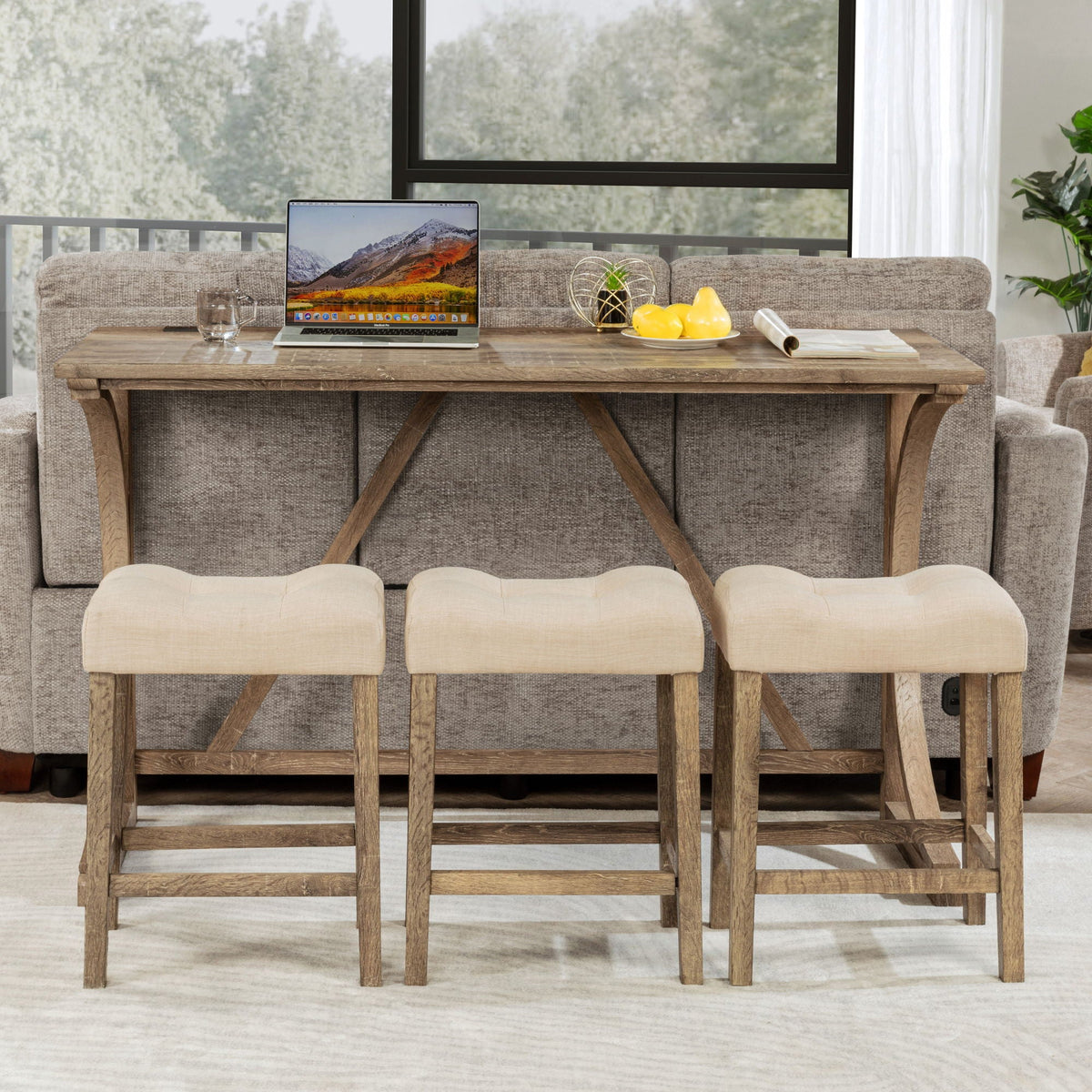 Bar Table Set With 3 Padded Stools, photo 4 of 8