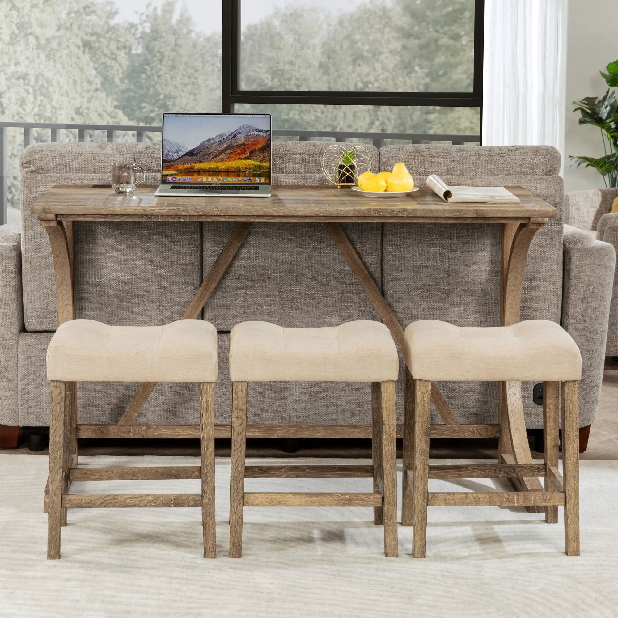 Bar Table Set With 3 Padded Stools by Unique Piece Furniture