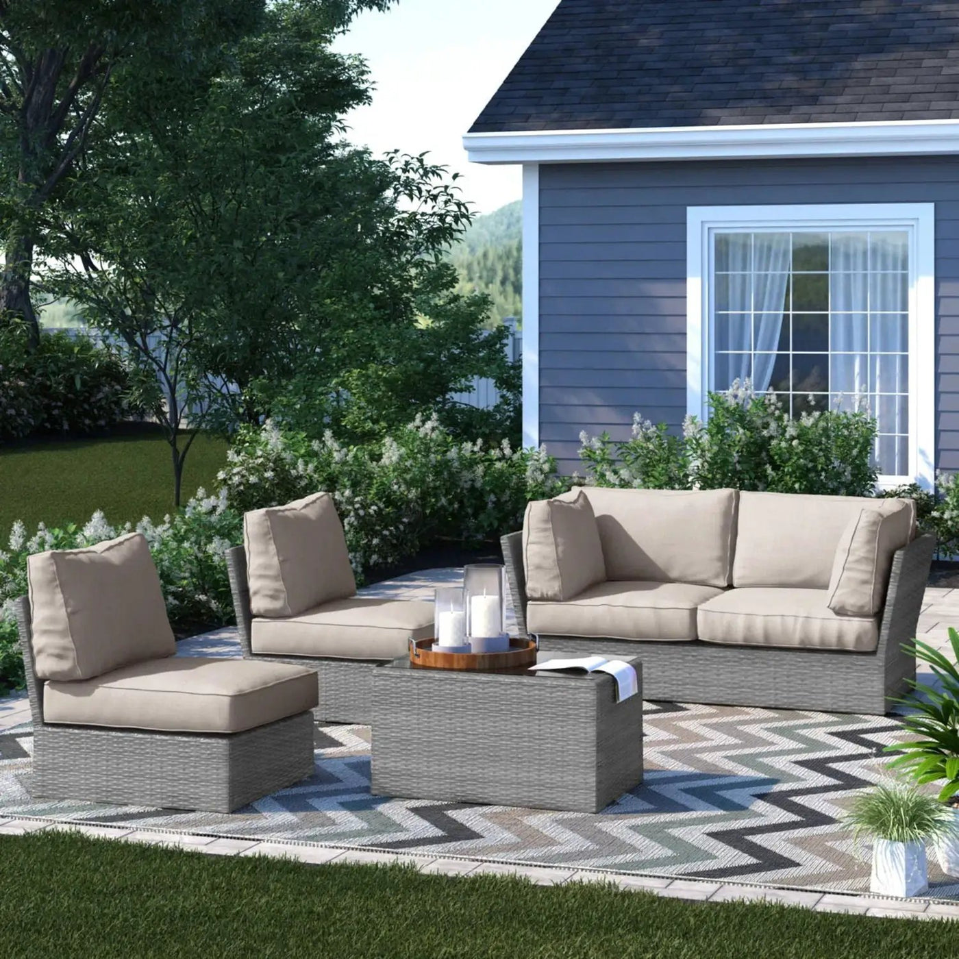 Stylish Modular Wicker Patio Seating Group by Unique Piece Furniture