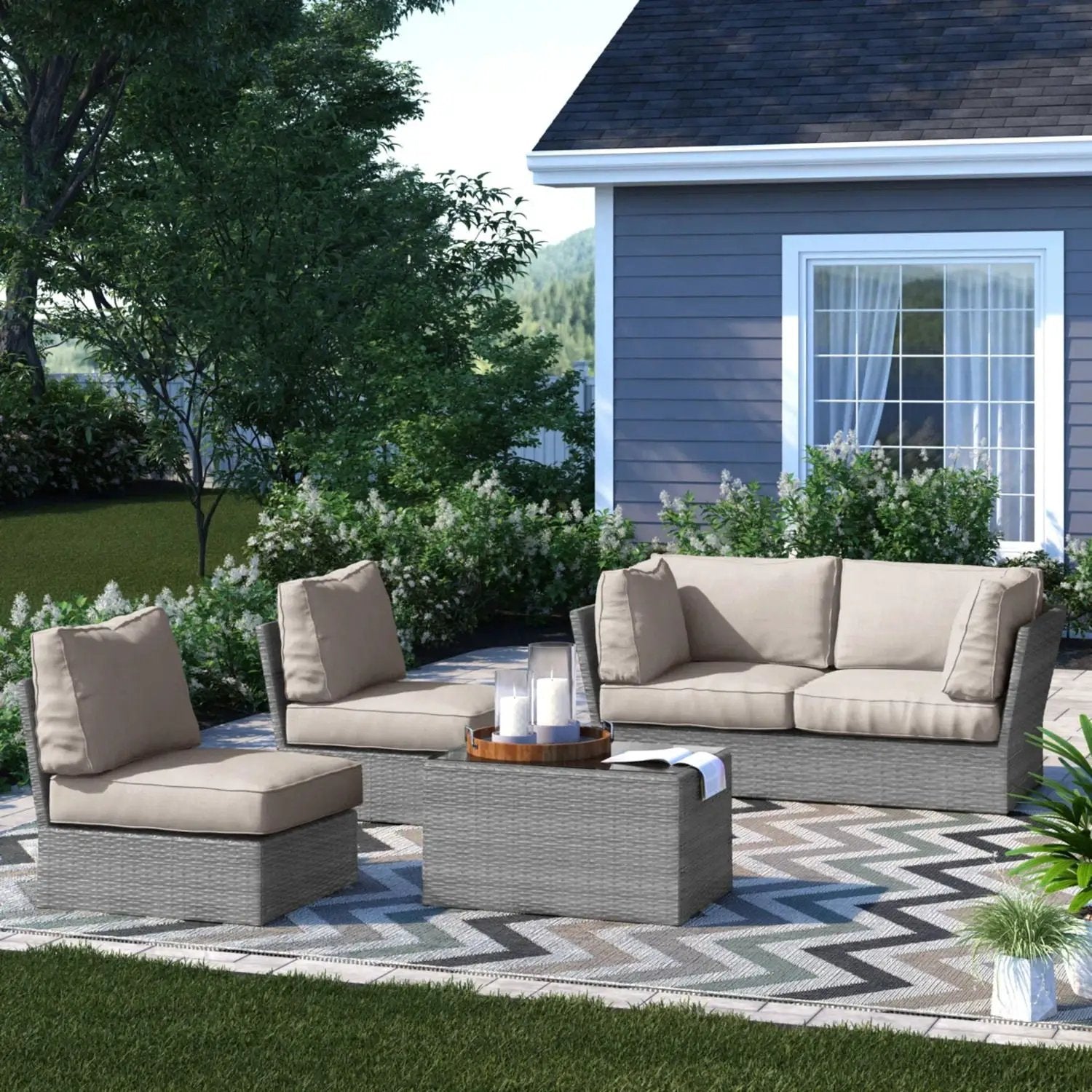 Stylish Modular Wicker Patio Seating Group by Unique Piece Furniture