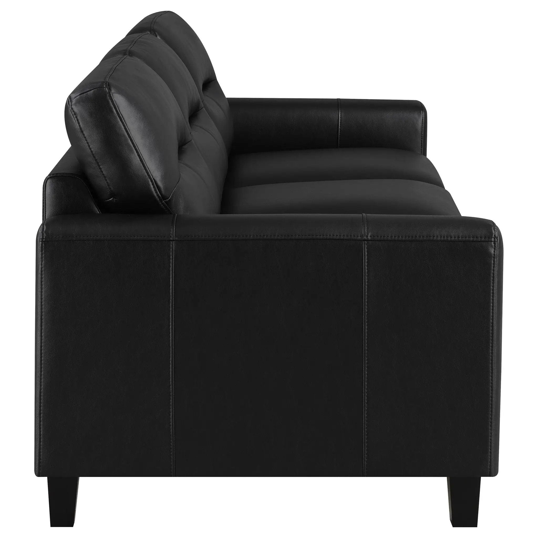 Scotland 3-piece Faux Leather Upholstered Sofa Set Black by Unique Piece Furniture