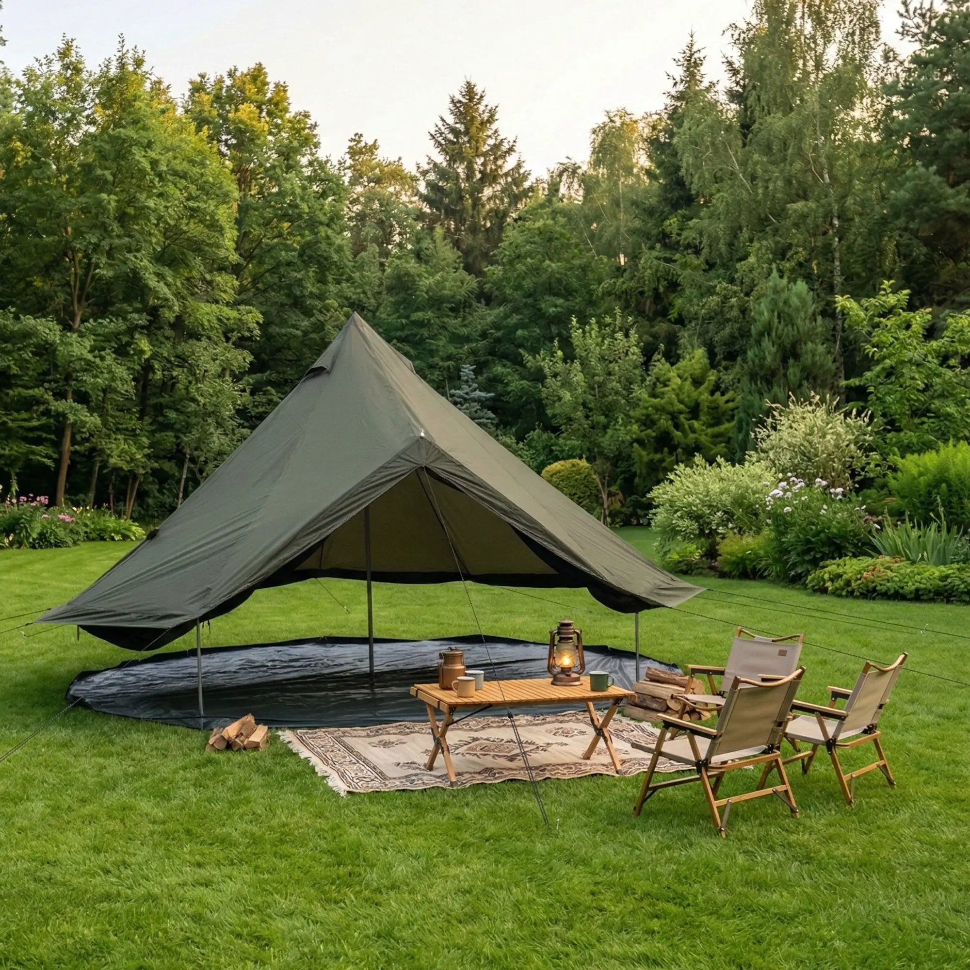 4 Season Bell Tent 13.1FT, Green Waterproof Glamping Yurt Tent by HouseOfZazla