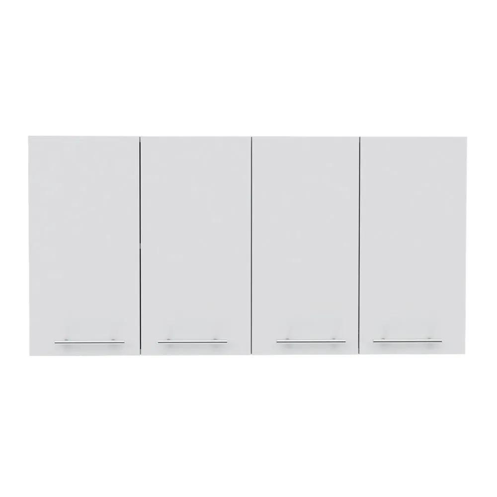 Wall Cabinet Four Doors, With Two Internal Shelves And Internal Plate And Glass Organizer - White by HouseOfZazla